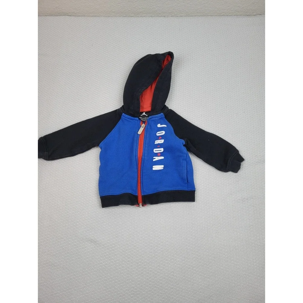 Nike Air Jordan Jacket Infant 6 9M Blue Hoodie Full Zip Spellout Basketball Kids